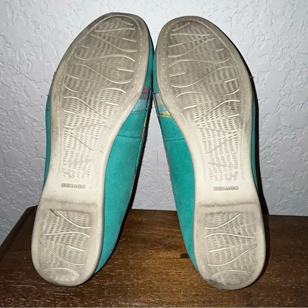 Sebago Felucca Dockside Bow Plaid Print Leather Slip On Loafer Boat Shoes